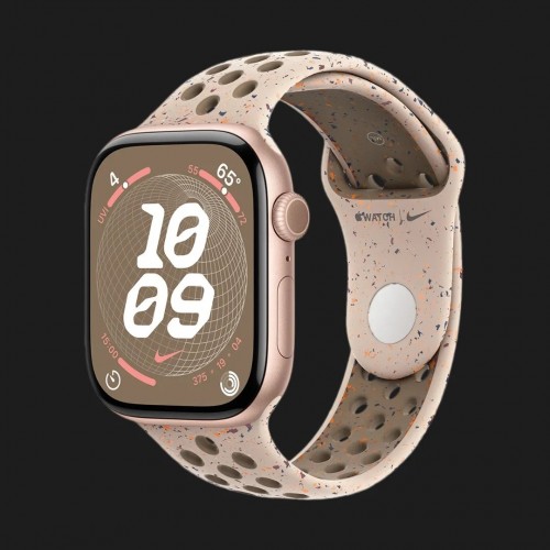 Apple Watch Series 10 GPS 42mm Rose Gold Aluminium Case with Desert Stone Nike Sport Band - S/M