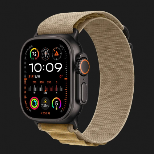 Apple Watch Ultra 2 49mm GPS + Cellular Black Titanium Case with Tan Alpine Loop - L (MYTF3+MYQ23)