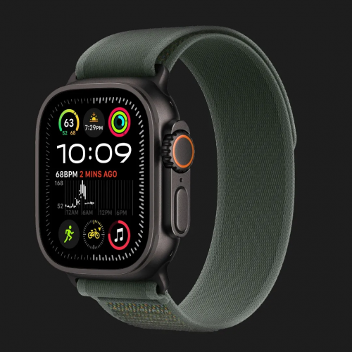 Apple Watch Ultra 2 49mm GPS + Cellular Black Titanium Case with Green Trail Loop - M/L (MYTJ3+MYQ43)