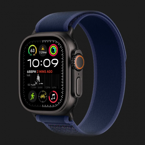 Apple Watch Ultra 2 49mm GPS + Cellular Black Titanium Case with Blue Trail Loop - M/L (MYTJ3+MYQ83)