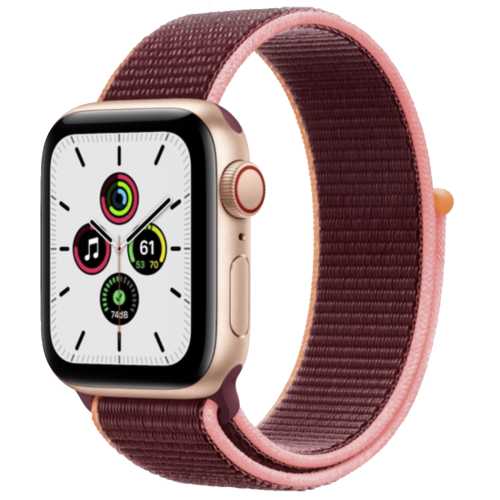 Apple WATCH SE 44mm GPS+Cellular Gold Aluminium Case with Plum Sport Loop (MYEQ2LL/A)