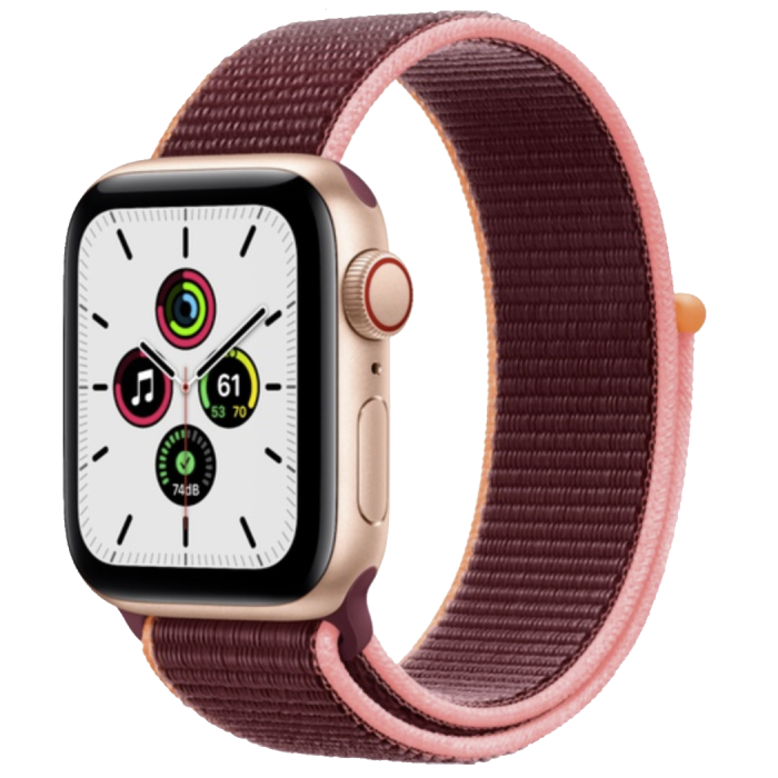 Apple WATCH SE 44mm GPS+Cellular Gold Aluminium Case with Plum Sport Loop (MYEQ2LL/A)